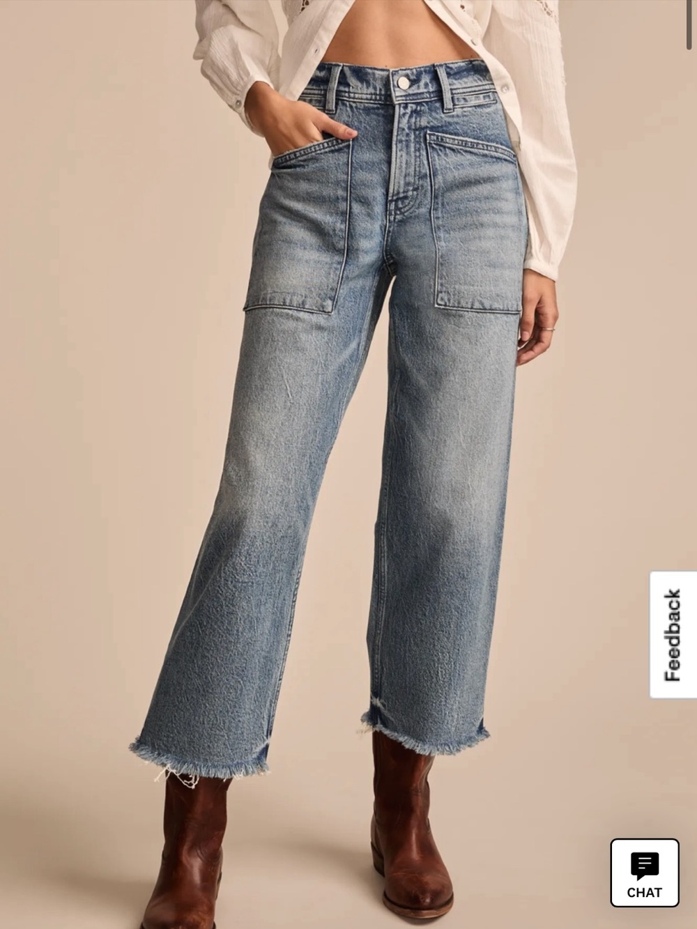 Lucky Legend Patch Pocket Wide Leg Crop